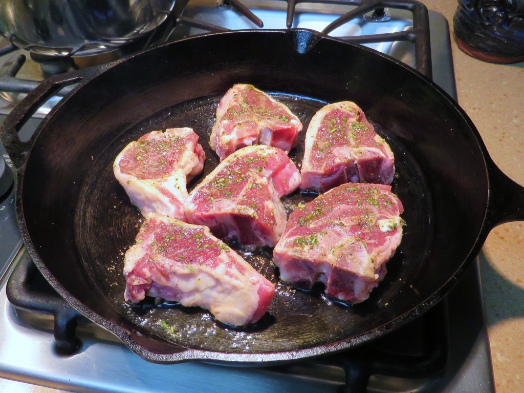 lamb chops frying