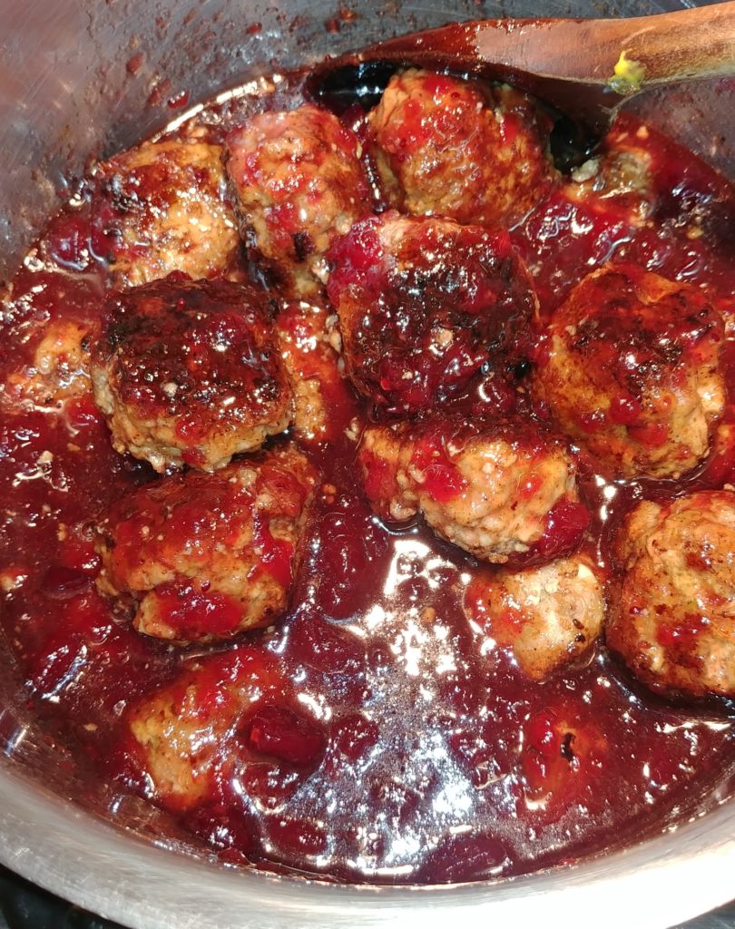 Lamb Meatballs in Cranberry Pinot Noir Sauce